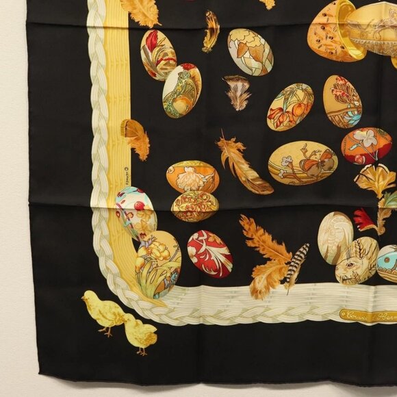 HERMES Carre 90 Scarf ""Couvee d'Hermes"" Silk Black - Picture 8 of 16